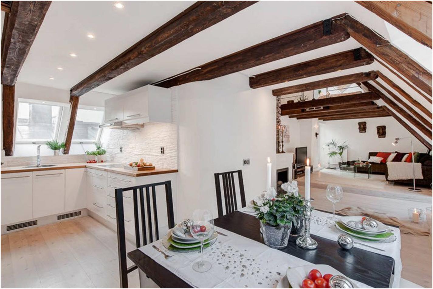 Потолок с балками на кухне – декоративные панели из дерева, гипсокартона