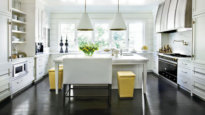 black floor in the kitchen