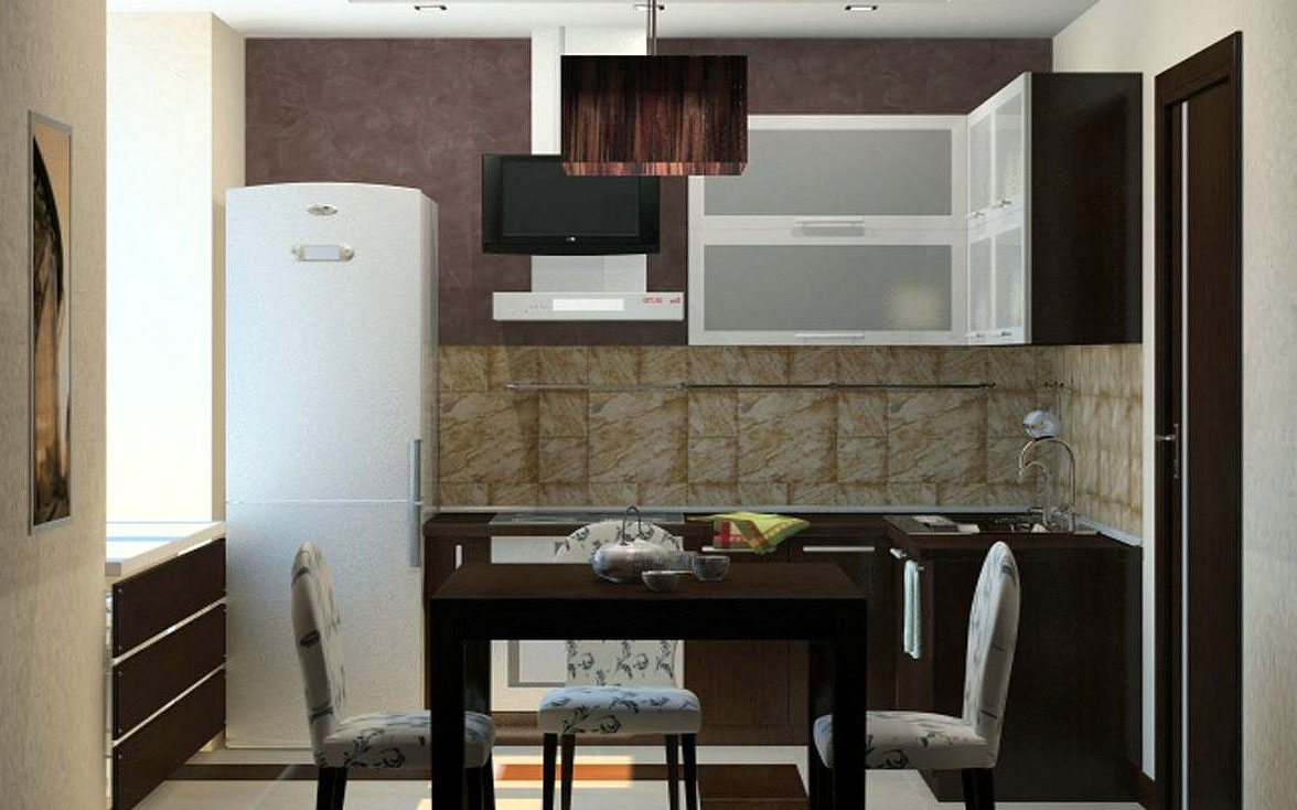 Дизайн проект кухни 8 кв м фото с холодильником
