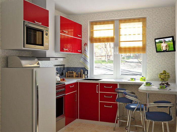 Spot the use of red in the kitchen design