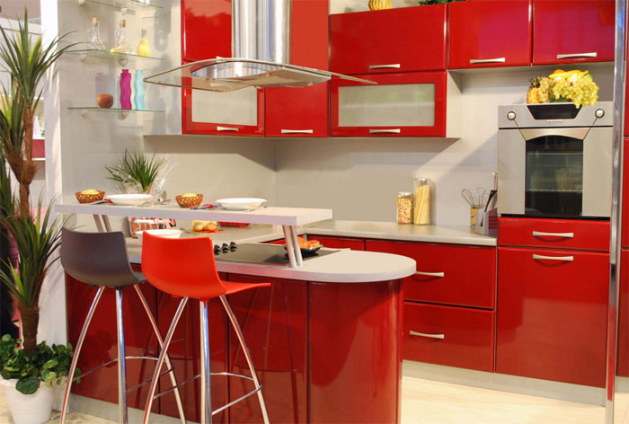 Kitchen in red