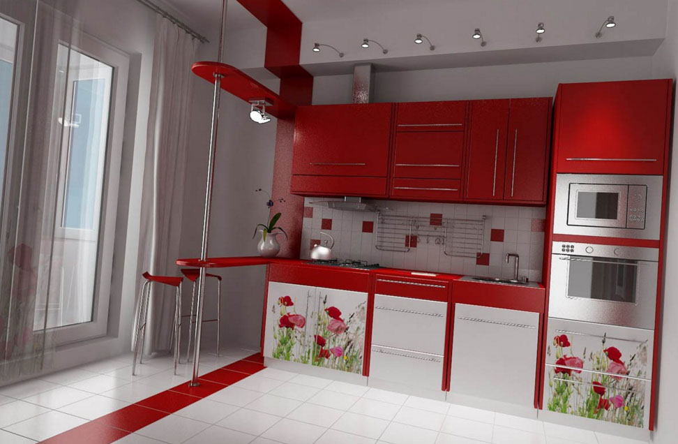Kitchen with column