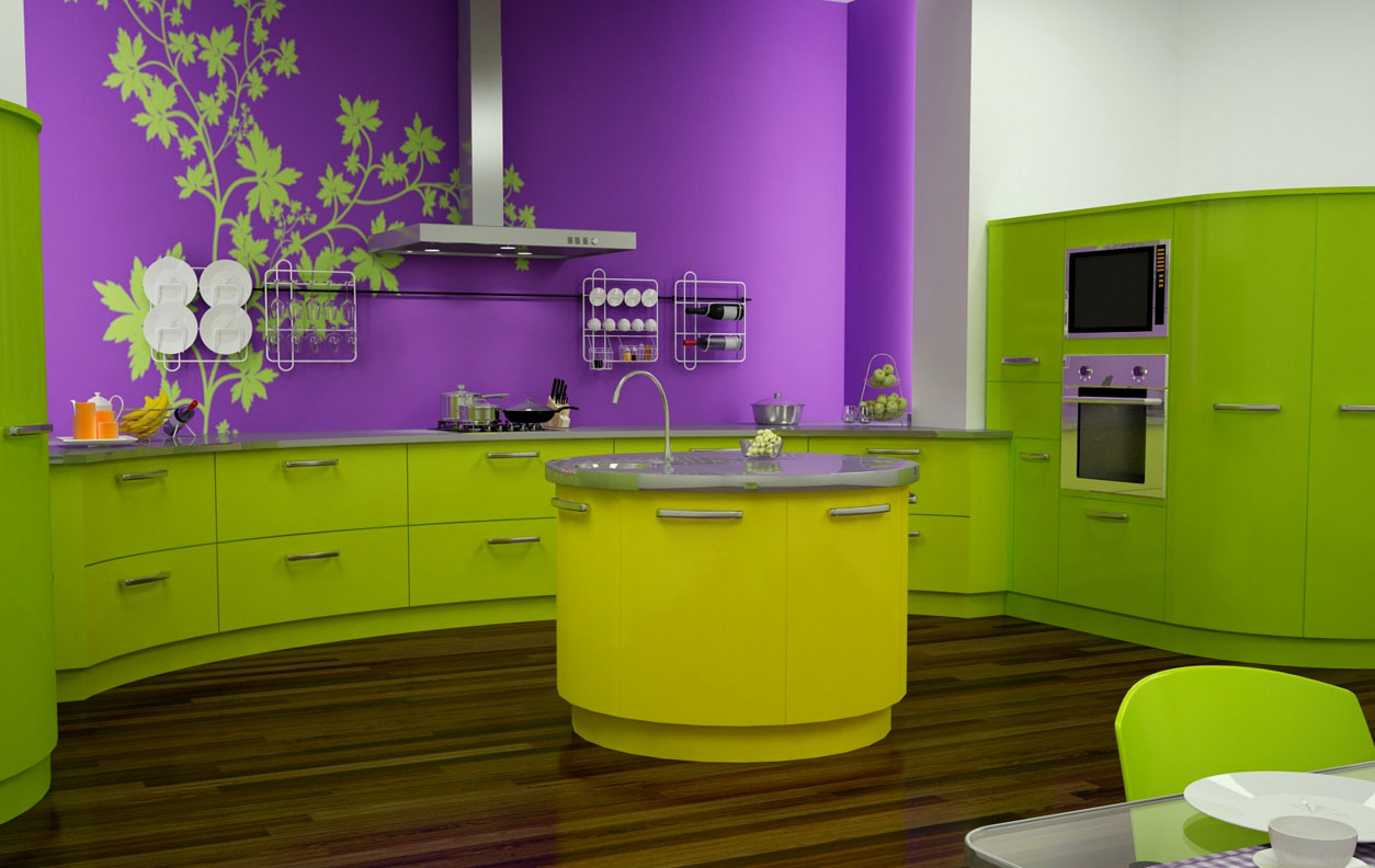 Painted kitchen with decorative elements