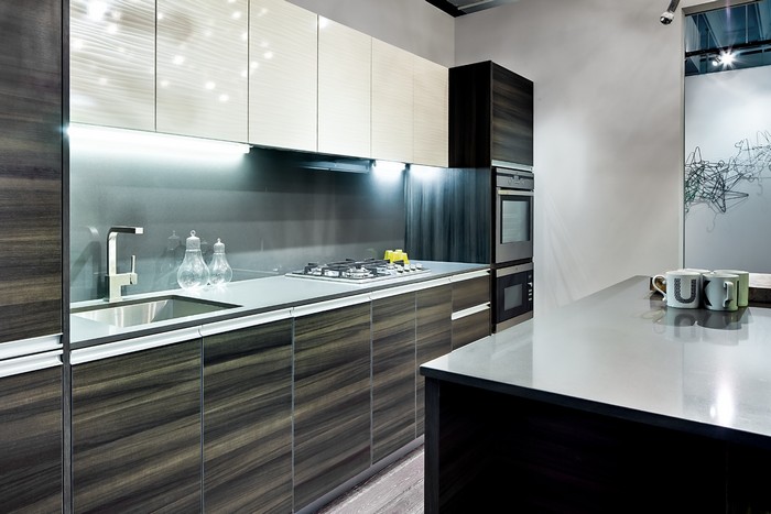 kitchen with frosted facades