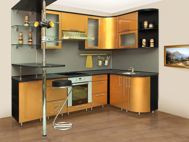 Gold rangi bilan kichik oshxona