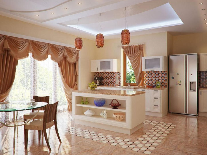 Дызайн сумешчаных кухні з залай