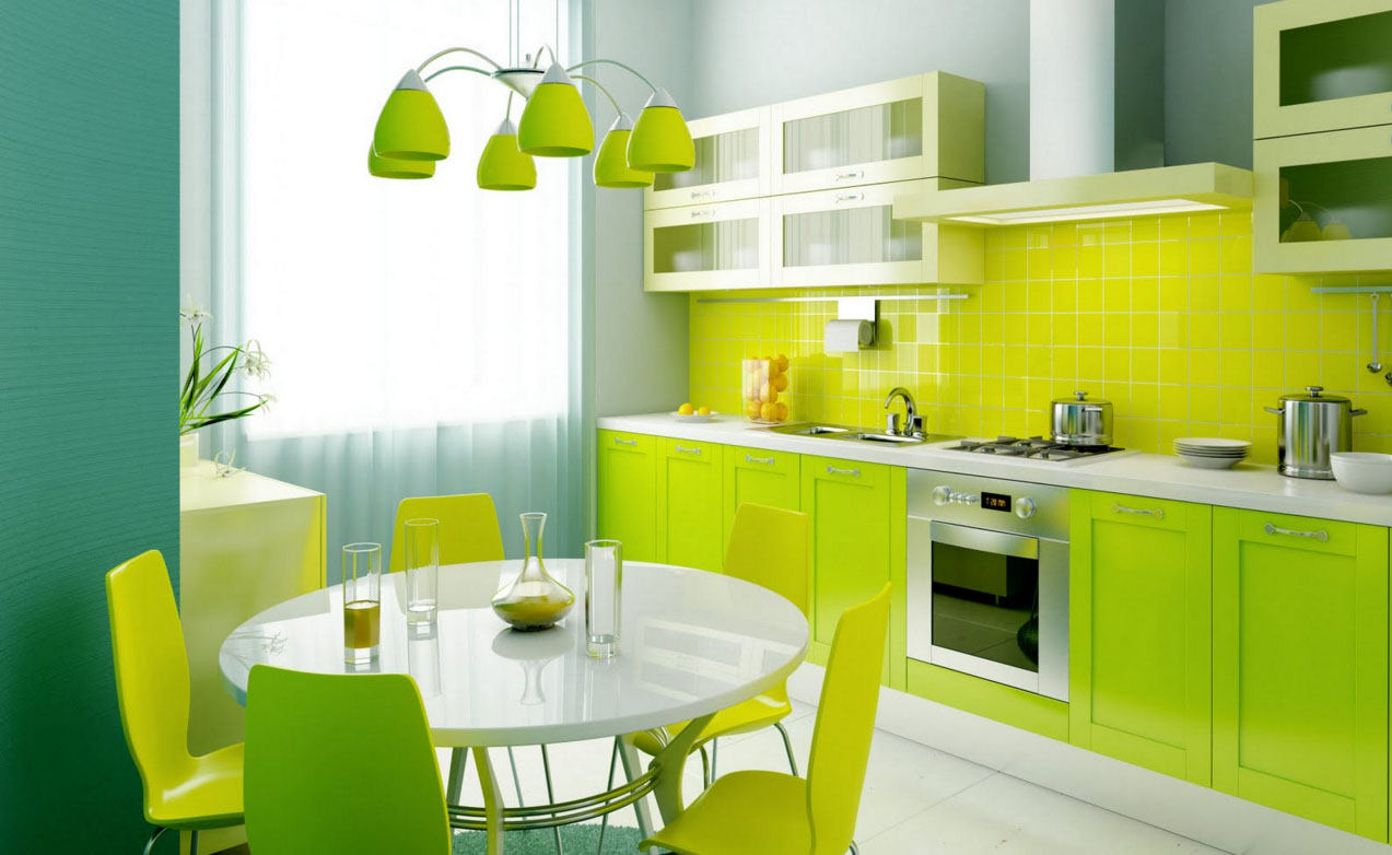 салатного цвета кухня дизайн