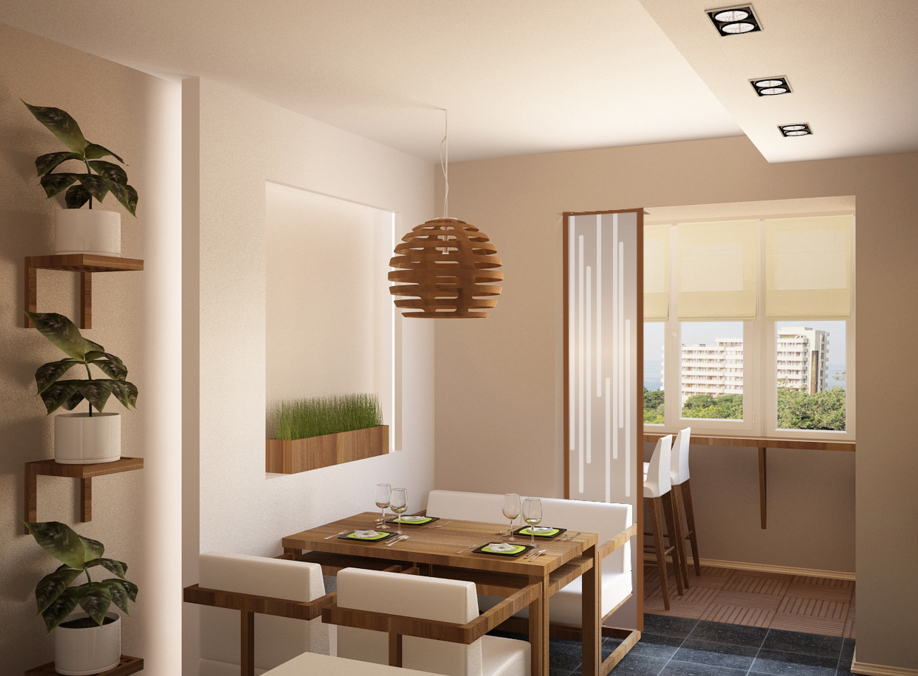 The interior of the loggia the kitchen