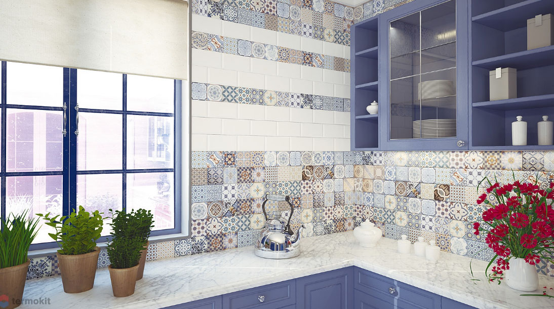 Spanish tiles for the kitchen on an apron
