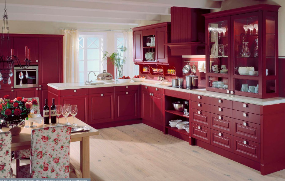 burgundy set of wood