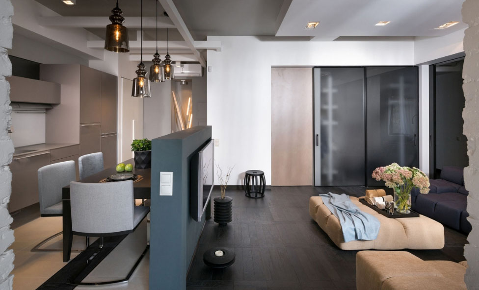 zoning kitchen and living room