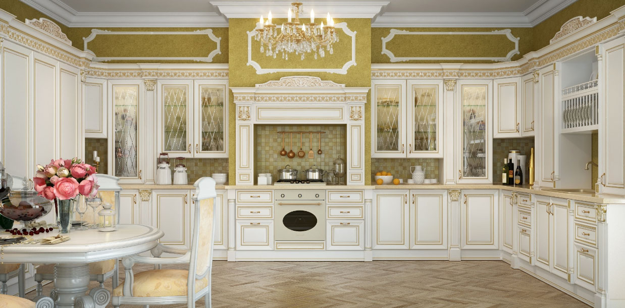 класична люстра на кухні