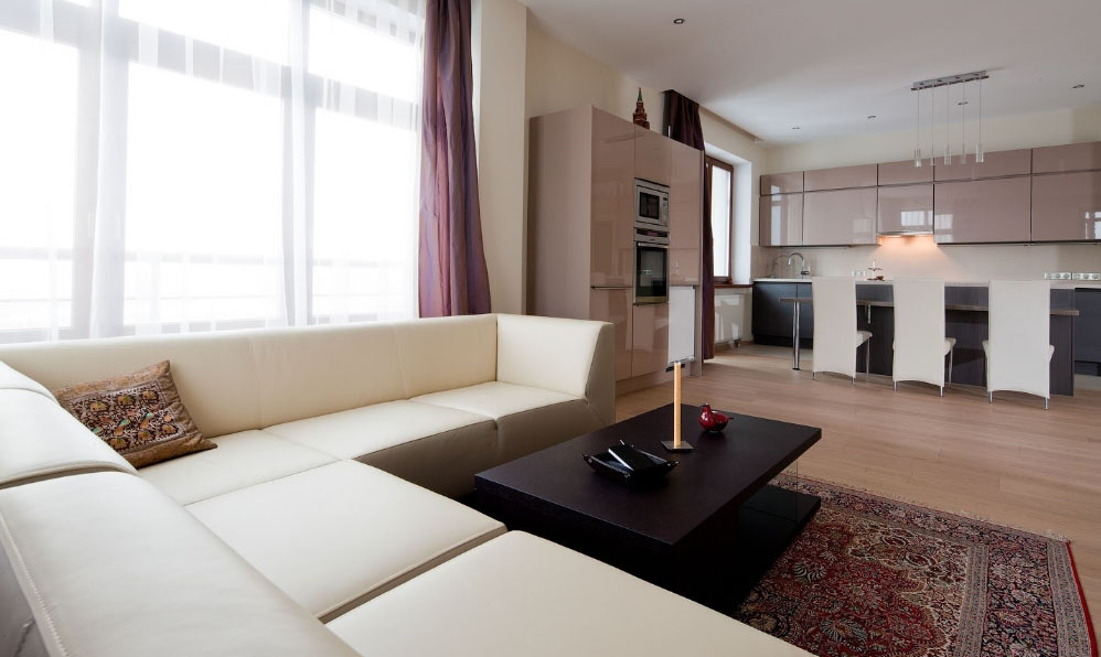 кухня з гасцінай ў адным памяшканні