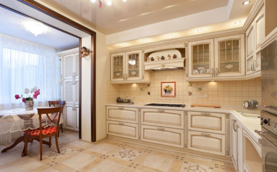 open plan kitchen with balcony
