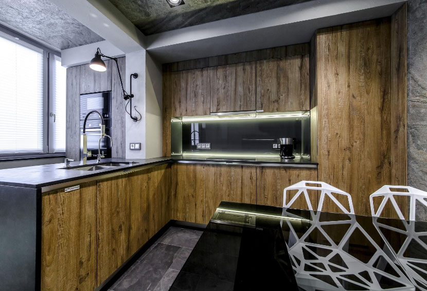 stylish kitchen on the loggia