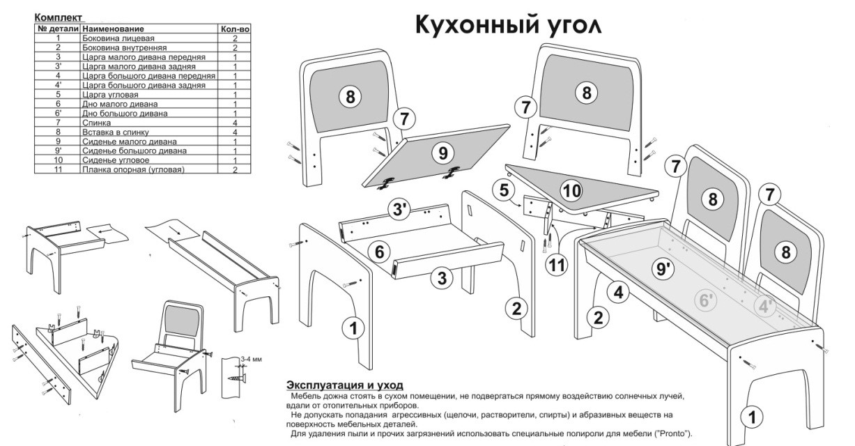 Схема сборки мебели кухонной мебели