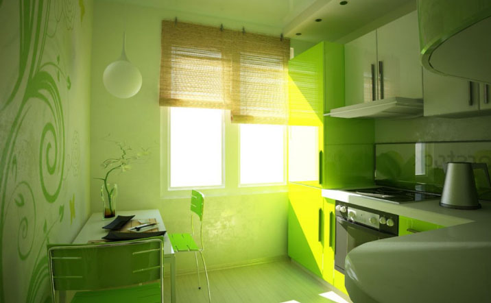 зеленая кухня на 5.5 метров