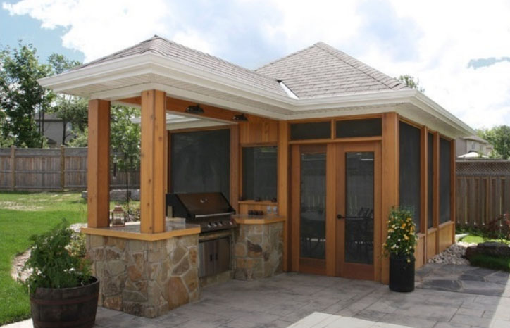 a summer kitchen with a sauna