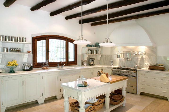 White kitchen interior in country