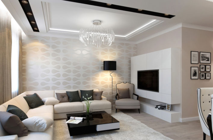 Дызайн сумешчаных кухні з гасцінай