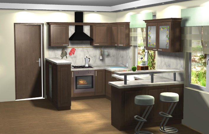 U shaped kitchen
