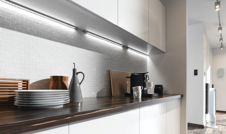 Kitchen cabinets under the backlight