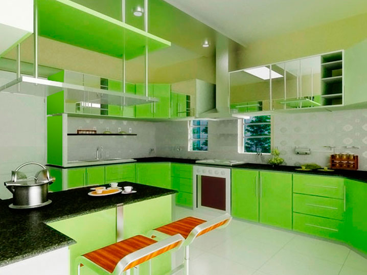 oshxona ichki Light yashil rang