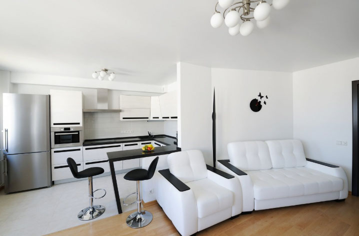 дизайн суміщеної вітальні і кухні