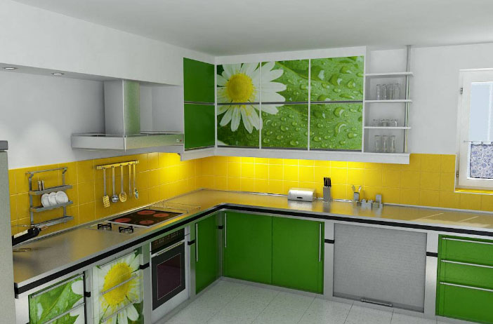 engil yashil oshxona devoriga sariq