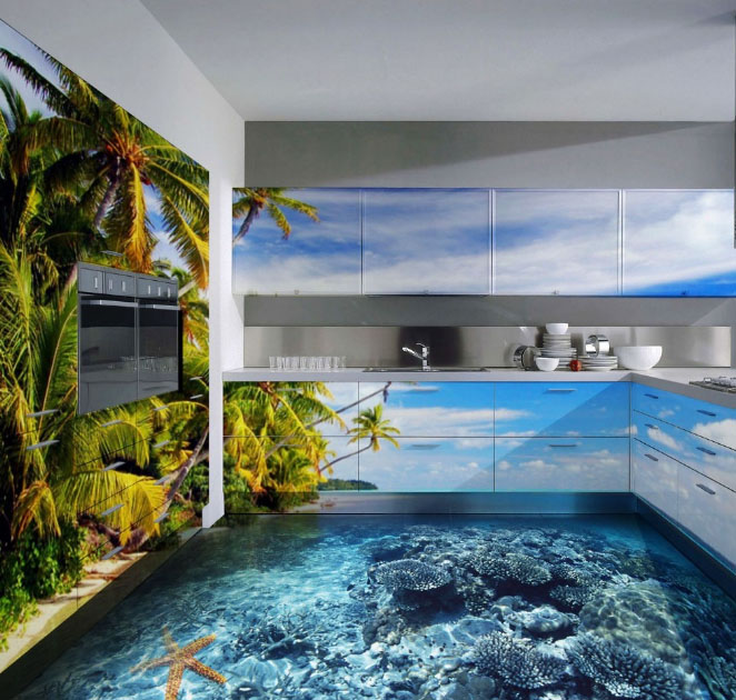 красивые фотообои на кухне