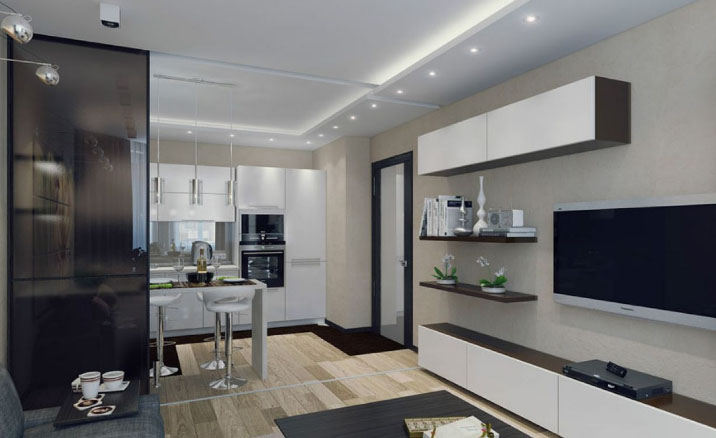 кухня з гасцінай