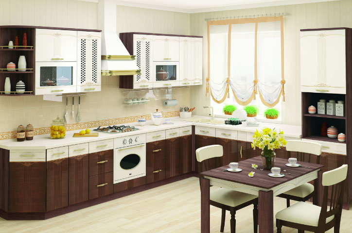 набір меблів для кухні в одному стилі