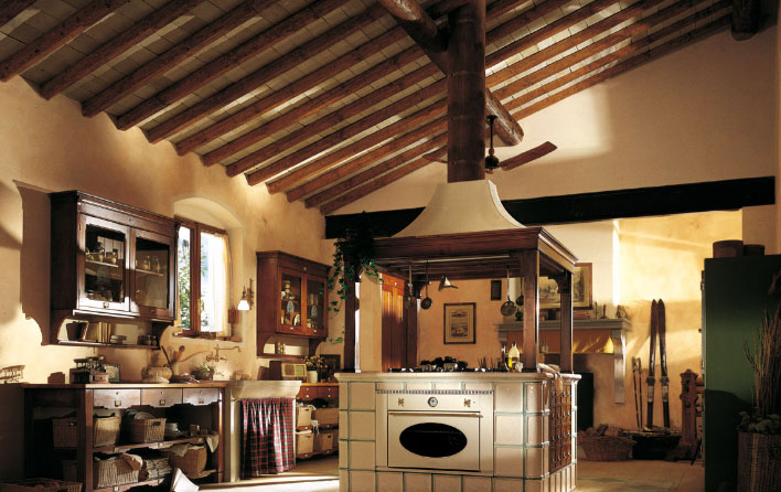 арыгінальны стыль Кантры ў інтэр'еры кухні