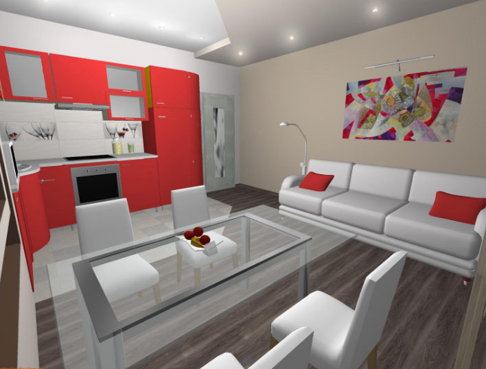 the combination of the hall to the kitchen