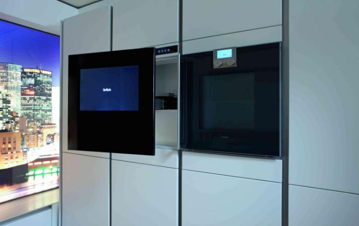 built-in TV in the kitchen