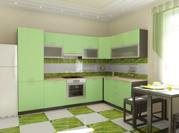 кухня в мятных оттенках