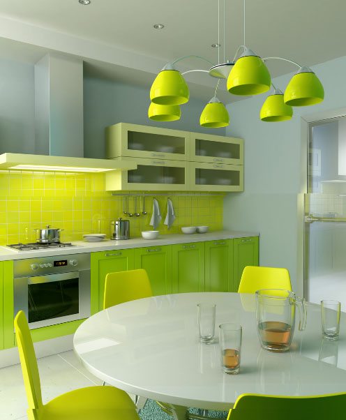 кухня цвета лайм