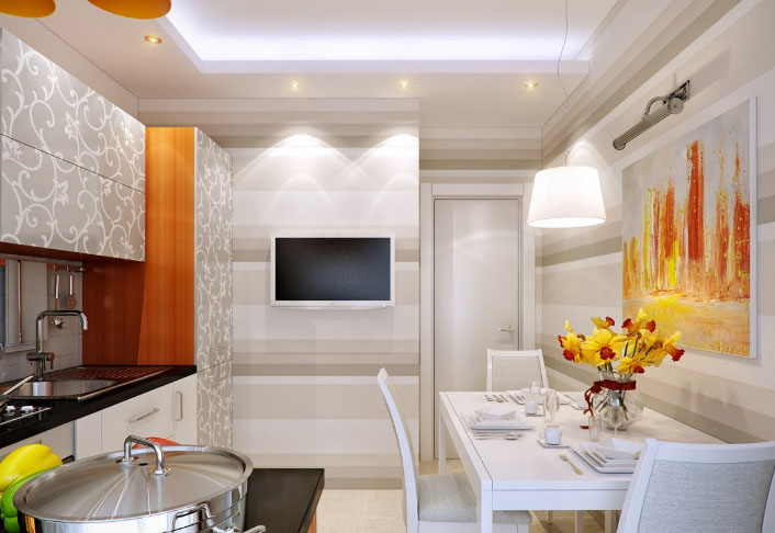 a small TV in the kitchen