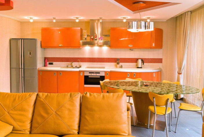 orange combination in the kitchen