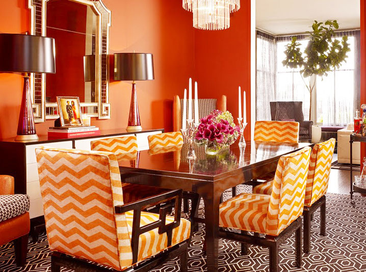 orange wallpapers for the kitchen interior
