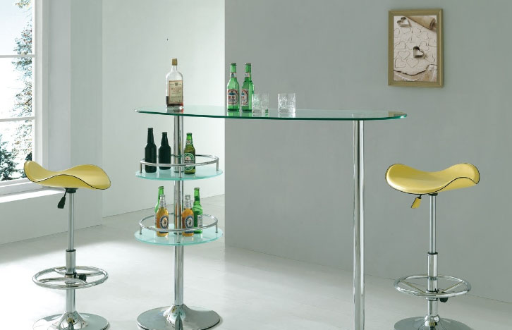 Front of the glass in the kitchen