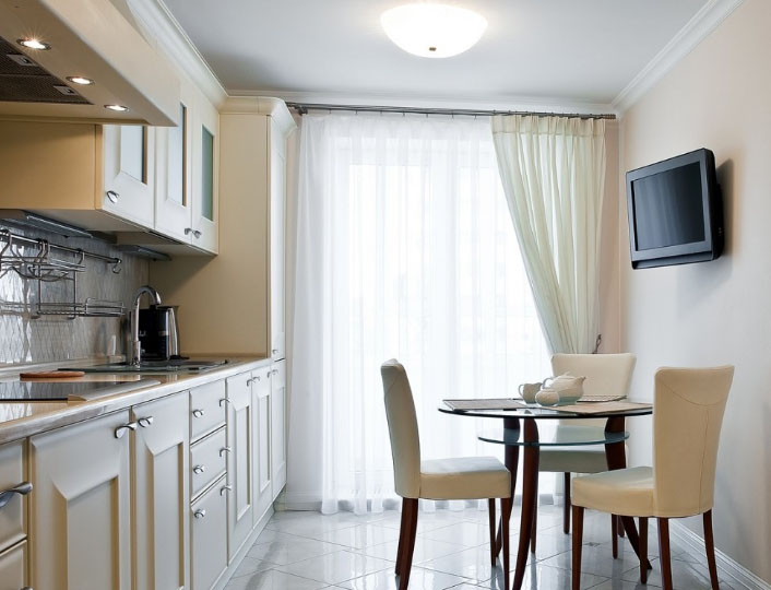 TV on a compact kitchen