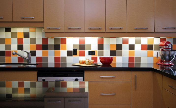 apron of colored tiles